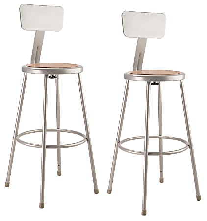 National Public Seating Hardboard Science Stools With Backrests, 30"H Seat, Brown/Gray, Pack Of 2 Stools