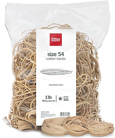 Office Depot&reg; Brand Rubber Bands, #54, Assorted Sizes, Crepe, 1-Lb Bag