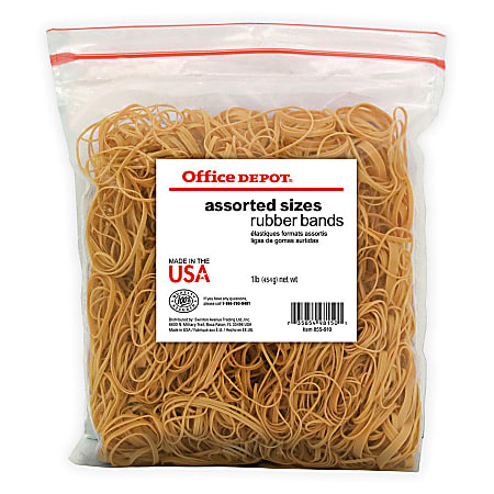 Office Depot® Brand Rubber Bands, #54, Assorted Sizes, Crepe, 1-Lb Bag