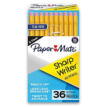 Paper Mate® SharpWriter® Mechanical Pencils, 0.7 mm, Yellow Barrel, Pack Of 36 Pencils