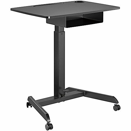Kantek Adjustable Mobile Sit Stand Desk - Adjustable - 22" Table Top x 31.50" Table Top- 49" - Assembly Required - Black - Melamine Top Material