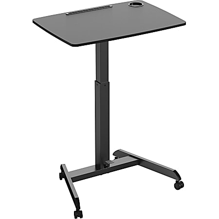 Kantek Adjustable Height Mobile Sit Stand Desk - Adjustable Height - 22" Table Top Length x 31.50" Table Top Width - 49" HeightAssembly Required - Black - Melamine Top Material - 1 Each