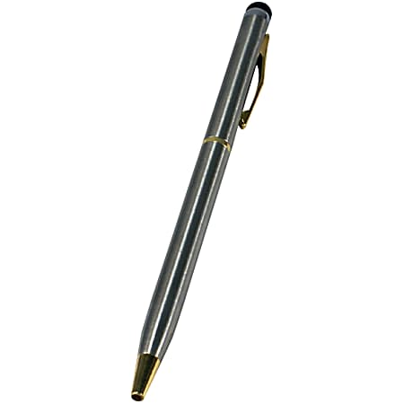 QVS Executive Pen with Two Pen Refills & Built-in Stylus for Tablets & Smartphones - Silver - Smartphone, Tablet Device Supported