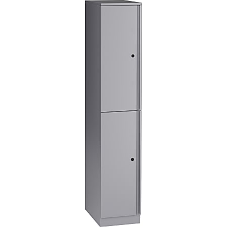 Lorell Trace 12x18" Double Locker - Key Lock - for Shoes, Jacket - Overall Size 65.9" x 12" x 18" - Metallic Silver - Metal