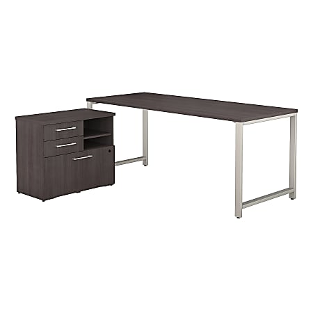 Bush Business Furniture 400 Series Table Desk with Storage, 72"W x 30"D, Storm Gray, Standard Delivery