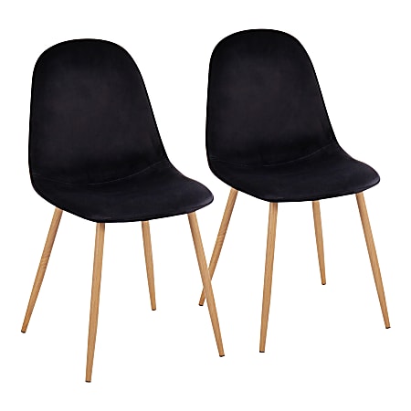 LumiSource Pebble Dining Chairs, Black/Natural, Set Of 2 Chairs