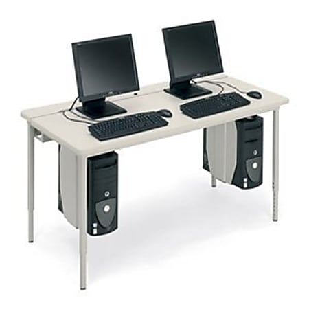 Bretford Basic Quattro Voltea Flip-Top Computer Desk, 32" x 84" x 30", Mist Gray/Quartz Trim