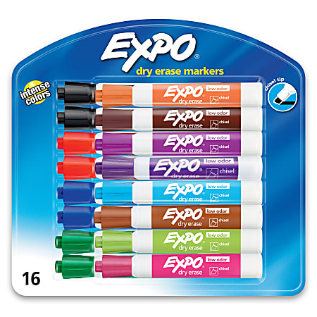  EXPO® Low-Odor Dry-Erase Markers, Chisel Point, Assorted  Colors, Pack Of 8 : Office Products