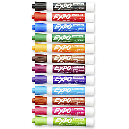 Expo Low Odor Dry Erase Vibrant Color Markers, Broad Chisel Tip, Assorted Colors, 16/Set