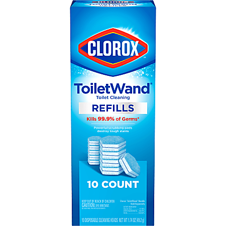 Clorox Disinfecting ToiletWand Toilet Cleaning Refills, 10 Scrubbing Pads Per Pack, Case Of 6 Packs