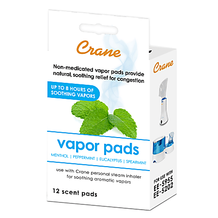 Crane Vapor Pads, Menthol Eucalyptus, Pack Of 12 Pads