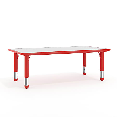 Flash Furniture Height-Adjustable Activity Table, 23-1/2"H x 23-5/8"W x 47-1/4"D, Gray/Red