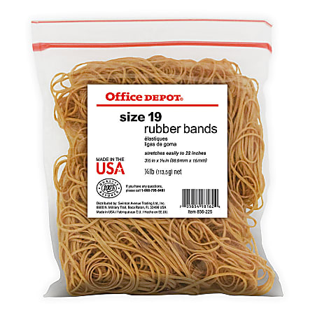 Office Depot® Brand Rubber Bands, #19, 3 1/2" x 1/16", 1/4 Lb. Bag