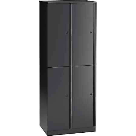 Lorell Trace Quad Locker - 1 Shelve(s) - Key Lock - for Shoes, Jacket - Overall Size 65.9" x 24" x 18" - Black - Metal