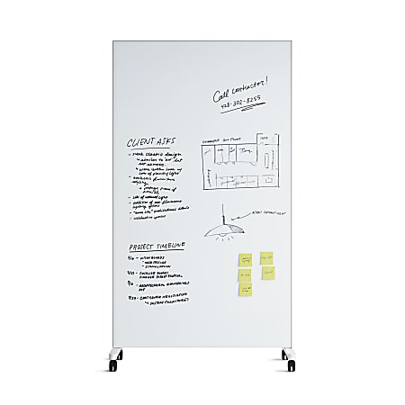 U Brands Double Sided Magnetic Glass Dry-Erase Mobile Floor Easel, 72