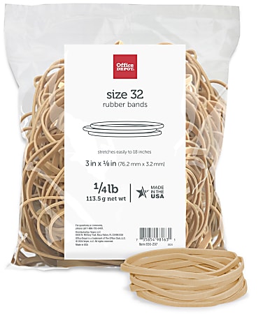 Office Depot® Brand Rubber Bands, #32, 3" x 1/8", 1/4 Lb. Bag