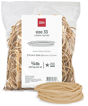 Office Depot® Brand Rubber Bands, #33, 3 1/2" x 1/8", 1/4Lb. Bag