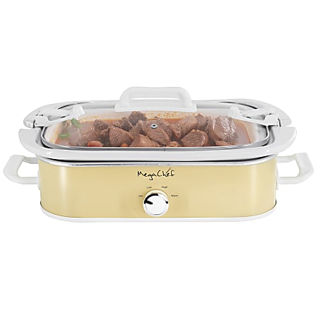 MegaChef 3.5-Quart Casserole Slow Cooker With 3 Temperature Settings, Cream