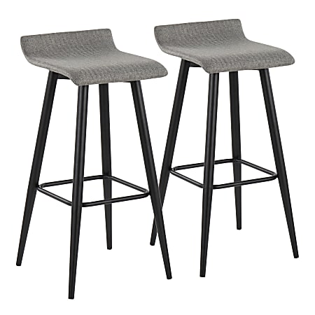 LumiSource Ale Fixed-Height Bar Stools, Fabric Seat, Gray/Black, Set Of 2 Stools
