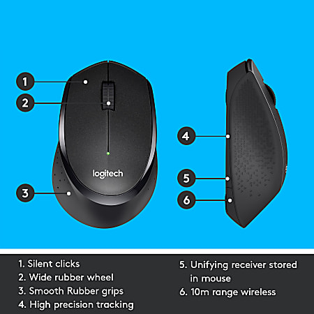Logitech M330 Silent Plus Wireless Mouse Black 910 004905 - Office