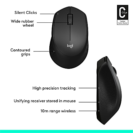 Logitech M330 Silent Plus Wireless Mouse Black 910 004905 - Office