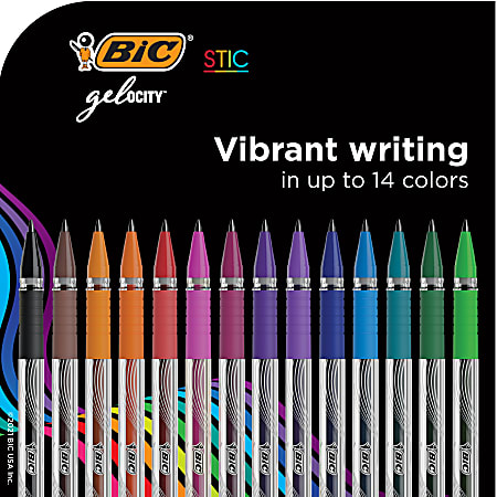 BIC Gel-ocity Stic Assorted Colors Gel Pen Set, Medium Point (0.7mm),  14-Count Pack, Colorful Pens for Journaling and Lists (RGSMP14-AST)