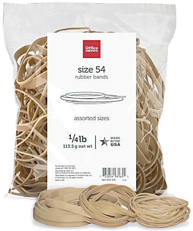 Office Depot® Brand Rubber Bands, #54, Assorted Sizes, Crepe, 1/4 Lb. Bag