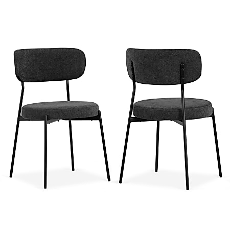 Glamour Home Aya Chenille Fabric Dining Accent Chairs, Black, Set Of 2 Chairs