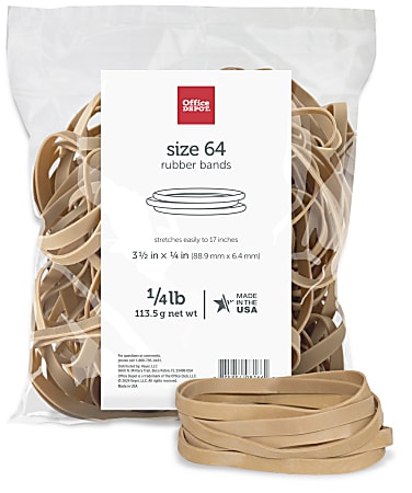 Office Depot® Brand Rubber Bands, #64, 3 1/2" x 1/4", 1/4 Lb. Bag