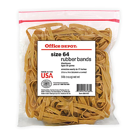 Office Depot® Brand Rubber Bands, #64, 3 1/2" x 1/4", 1/4 Lb. Bag