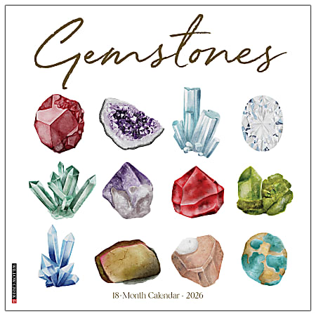 2026 Willow Creek Press Art & Design Monthly Wall Calendar, 12" x 12", Gemstones, January To December, 55281