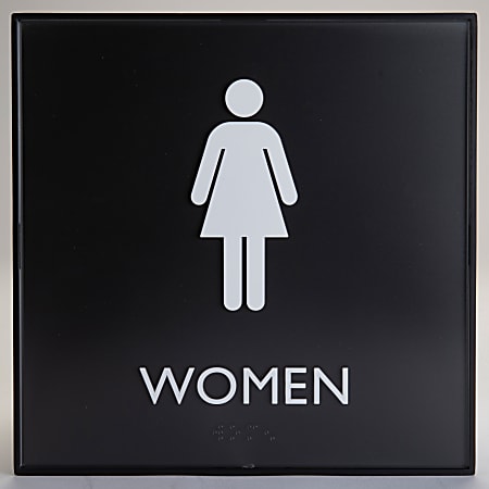 Lorell Women's Restroom Sign - Print/Message "Women" - 8"x 8" - Square Shape - Surface-mountable - Easy Readability, Injectio - 02656