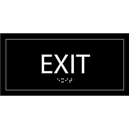 Lorell Exit Sign, 4"W x 8"H, Rectangular Shape, Surface-mountable, Easy Readability, Injection-molded, Plastic, Black