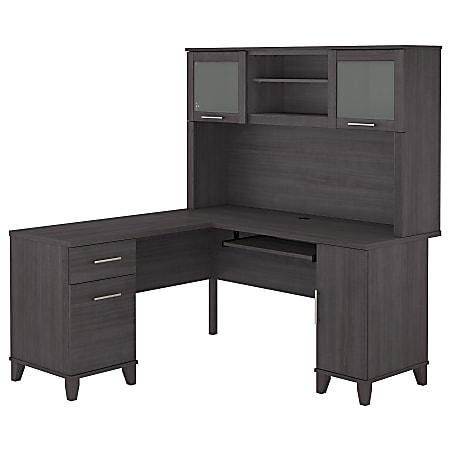 Bush Business Furniture Somerset 60"W L-Shaped Corner Desk With Hutch, Storm Gray, Standard Delivery