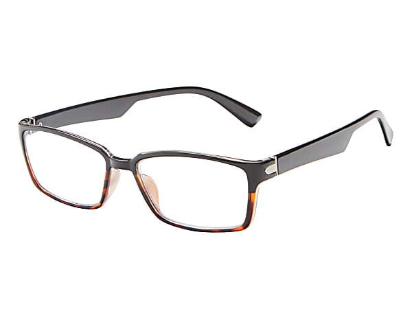 ICU Eyewear Rectangular Reading Glasses, Black, +2.50