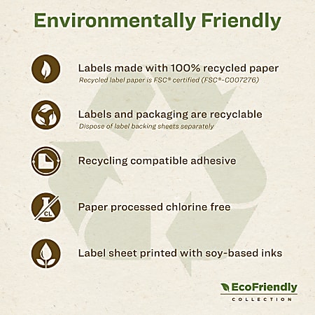 Avery Recycled Paper Labels 94235 EWMP10 Rectangle 2 x 2 58 White Pack