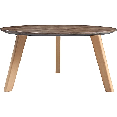 Lorell Quintessence Collection Coffee Table, 15.8"H x 32" Diameter, Knife Edge, Walnut Laminate Table Top