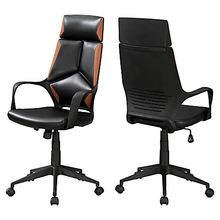 Monarch Specialties High-Back Office Chair, Brown/Black