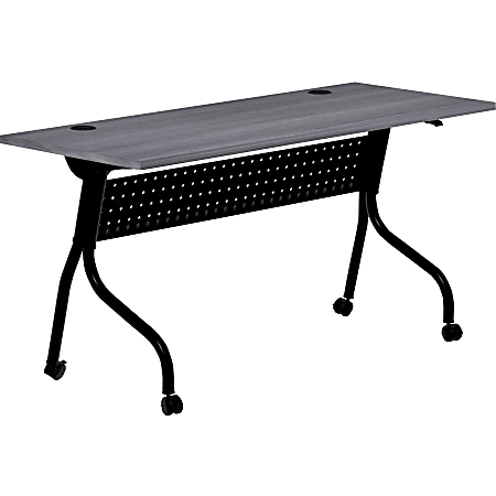 Lorell® 60"W Flip-Top Training Table, Charcoal/Black
