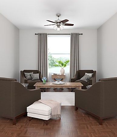 Hunter Fan Builder Ceiling Fan 5 Blades 42 Diameter 3 Speed Reversible Motor Quiet Pull Chain Switch Glass Metal Brushed Nickel Office Depot