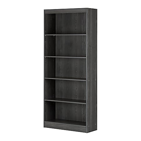 South Shore Axess 69"H 5-Shelf Bookcase, Gray Oak