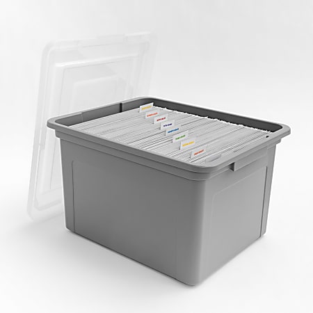 Iris USA&reg; File Boxes, 35 Qt, 28-15/16&rdquo;L x 21&rdquo;W x 17-11/16&rdquo;H, Gray, Pack Of 3 Boxes