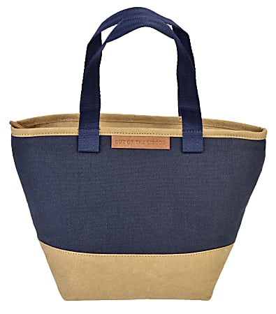 Out Of The Woods™ Mini Shopper Lunch Bag, 8-1/2"H x 6-1/2"W x 13"D, Sahara/Navy