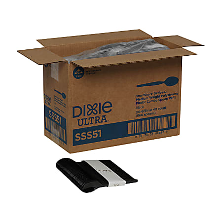 Dixie® Ultra SmartStock by GP PRO Series-O Plastic Utensil Refills, Spoons, Black, 40 Spoons Per Refill, Case Of 24 Refills