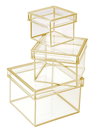 Office Depot® Mini Storage Boxes, Clear, Pack Of 3 Boxes