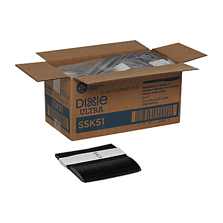 Dixie® Ultra SmartStock by GP PRO Series-O Plastic Utensil Refills, Knives, Black, 40 Knives Per Refill, Case Of 24 Refills