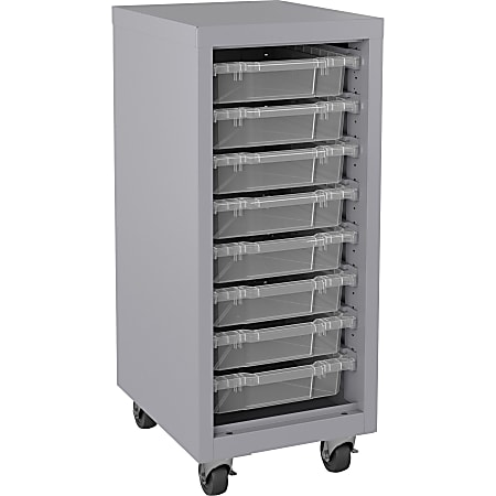 Lorell Pull-out Bins Mobile Storage Tower - 18" x 15" x 38" x 36" - Casters - Gray - Metal - Recycled - Assembly Required