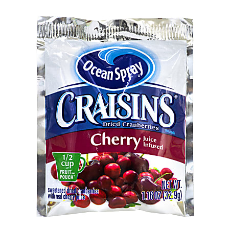 OCEAN SPRAY Craisins Cherry Flavored Dried Cranberries, 1.16 oz, 200 Count
