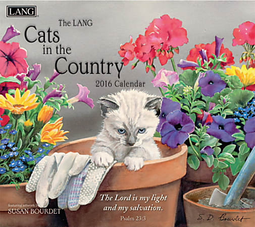 LANG Monthly Wall Calendar, 13 3/8" x 12", Cats In The Country Christian, January-December 2016