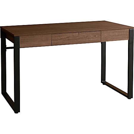 Lorell SOHO Desk with Center Drawer, 30"H x 47"W x 23.5"D, 1, Band Edge, Walnut